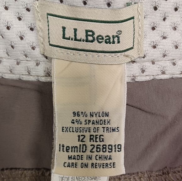 L.L.Bean Women's Nylon Hiking Pants 12 Taupe Adjustable Hem Cozy Outdoor Travel - Picture 8 of 11
